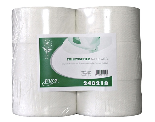 [1388561] Toiletpapier Euro Products Q5 jumbo klein recycled 2-laags 180m wit 240218