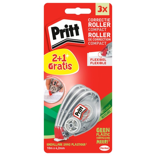 [1388703] Correctieroller Pritt compact flex 4.2mm x 10m blister 2+1 gratis