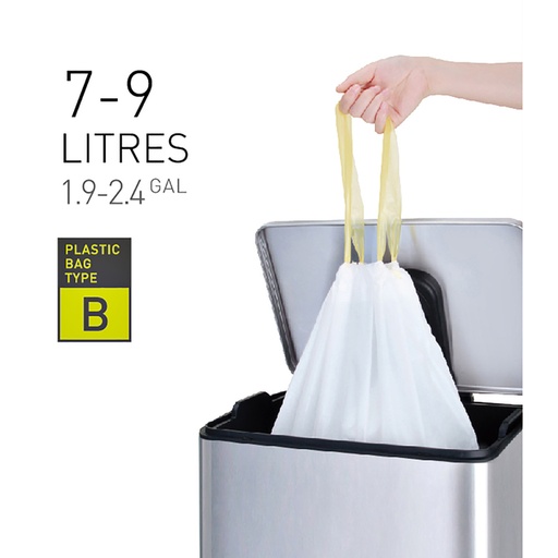 [1388742] Afvalzak EKO MDPE type B met trekband 40x45cm 7-9L wit rol à 25 stuks