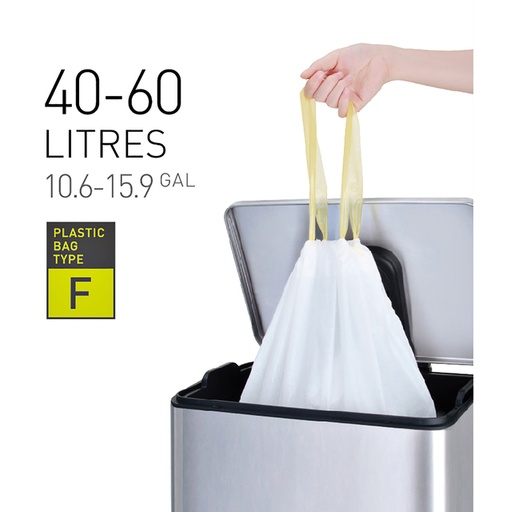 [1388747] Afvalzak EKO MDPE type F met trekband 64x75cm 40-60L wit rol à 12 stuks