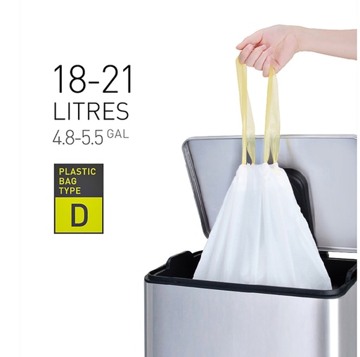 [1388748] Afvalzak EKO MDPE type D met trekband 55x55cm 18-21L wit rol à 20 stuks