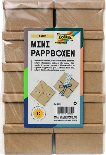 [1388939] Doos karton Folia mini 7,5x7,5x4,5cm 10 stuks kraft
