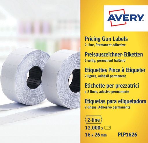 [1388986] Prijsetiket Avery PLP1626 16mmx26mm permanent wit