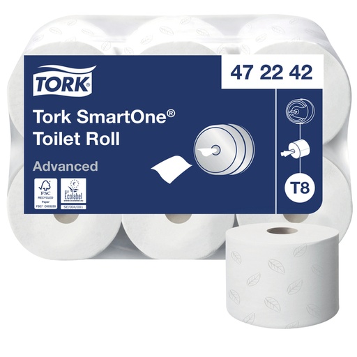 [1391490] Toiletpapier Tork T8 Advanced SmartOne 2-laags 207m wit 472242