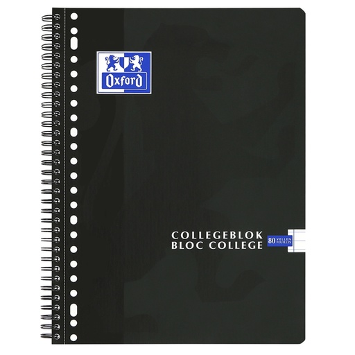 [274446] Collegeblok Oxford School A4+ lijn 23-gaats 160 pagina's 80gr zwart