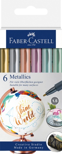 [1396590] Viltstift Faber-Castell metallic assorti blister à 6 stuks
