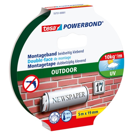 [1396959] Montagetape tesa® Powerbond Outdoor dubbelzijdig 5mx19mm transparant
