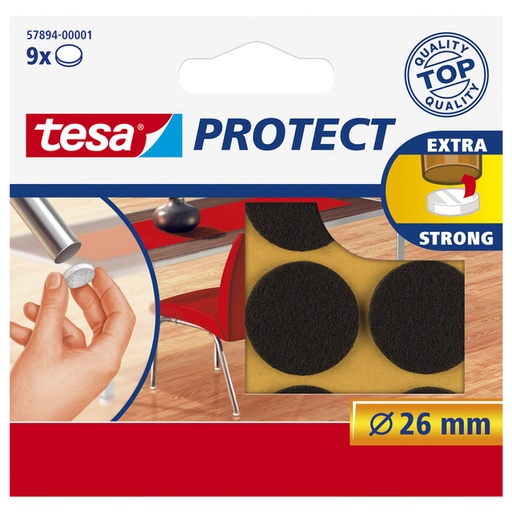 [1396970] Beschermvilt tesa® Protect anti-kras  Ø26mm bruin 9 stuks