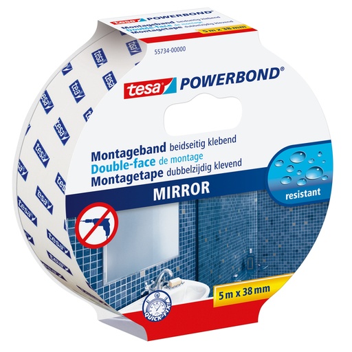 [1397037] Montagetape tesa® Powerbond Spiegel dubbelzijdig 5mx38mm wit