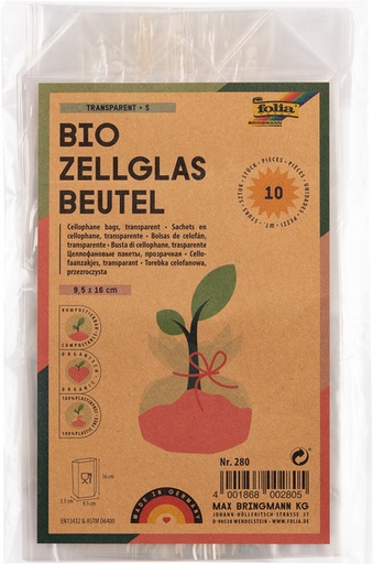 [1398438] Cellofaanzak Folia 95x160mm 10 stuks transparant
