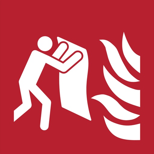 [1398475] Pictogram bordje Djois Brandblusdeken 200x200mm rood