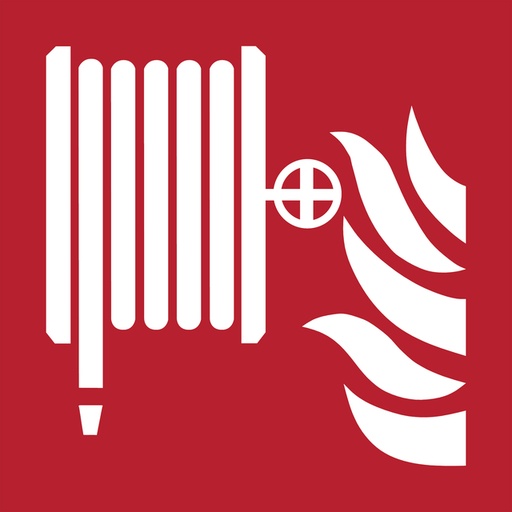 [1398482] Pictogram bordje Djois Brandhaspel 200x200mm rood