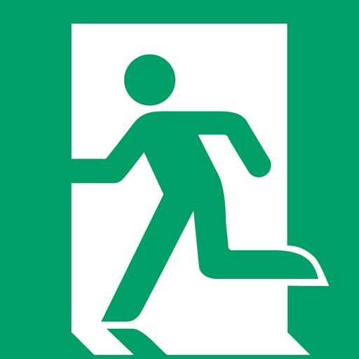 [1398486] Pictogram bordje Djois Nooduitgang links 200x200mm groen