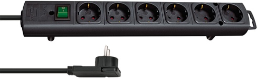 [1398761] Stekkerdoos Brennenstuhl Comfort Plus 6 voudig inclusief platte stekker 2 meter zwart