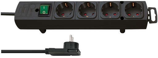 [1398817] Stekkerdoos Brennenstuhl Comfort Plus 4 voudig inclusief platte stekker 2 meter zwart