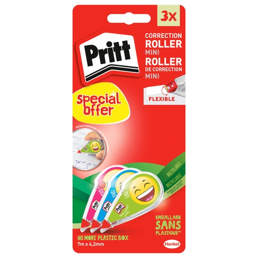 [1398935] Correctieroller Pritt mini flex 4,2mmx7m Emoji blister 2+1 gratis
