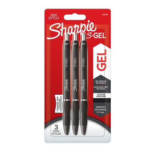 [1399007] Gelschrijver Sharpie S-gel medium zwart blister à 3 stuks