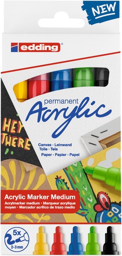 [1399157] Acrylmarker edding e-5100 medium basis assorti set à 5 stuks