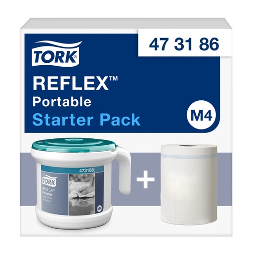 [1399847] Reinigingsdoekdispenser Tork M4 Reflex Performance dispenserdoos startpakket wit 473186
