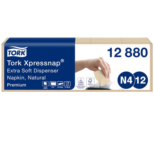 [1399857] Servet Tork N4 Xpressnap Premium 1/2 vouw 2-laags 213x165mm 1000 vel naturel 12880