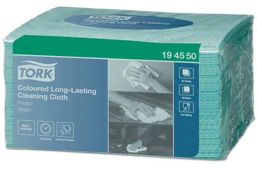 [1399858] Reinigingsdoek Tork W8 Premium 1-laags 40 vel groen 194550