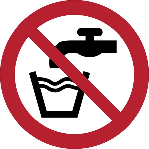 [1400543] Pictogram bordje Djois Geen drinkwater Ø100mm rood