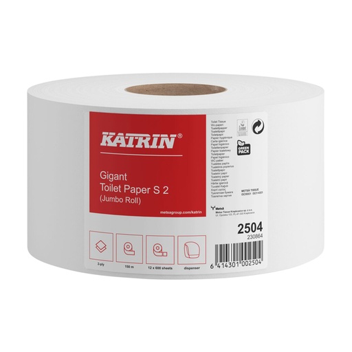 [1400581] Toiletpapier Katrin Gigant S jumbo klein 2-laags 150m wit 2504