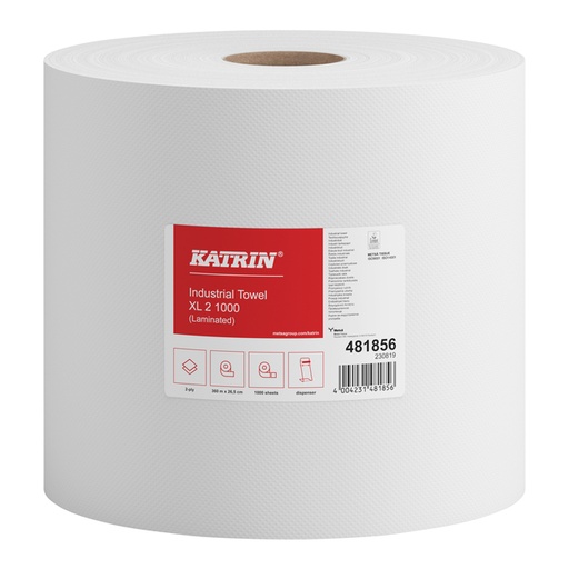 [1403445] Poetspapier Katrin Industrial extra groot 2-laags 1000 vel wit 481856