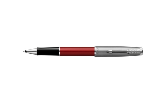 [1403783] Rollerpen Parker Sonnet Sand Blasted Metal & Red Lacquer F