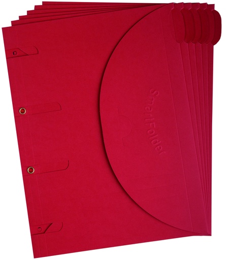 [1403841] Smartfolder geperforeerde opbergmappen A4 Rood 6 stuks