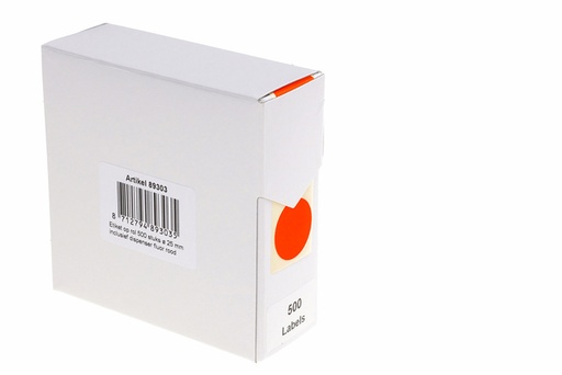 [1404547] Etiket Rillprint 25mm 500st op rol fluor rood