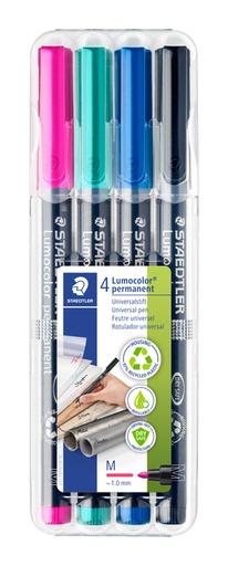 [1405688] Viltstift Staedtler Lumocolor 317 permanent M set à 4 kleuren