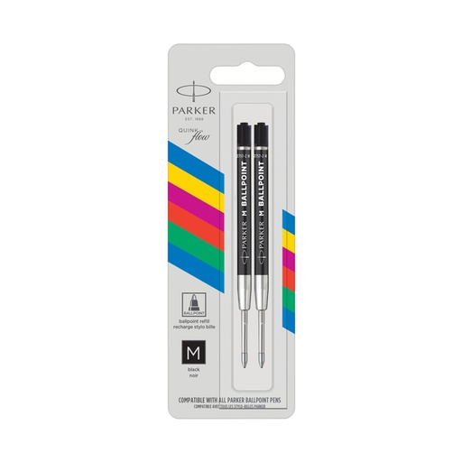 [1405941] Balpenvulling Parker Economic medium zwart blister à 2 stuks