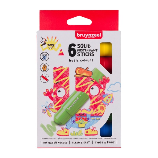 [1406121] Verfstiften Bruynzeel Kids set à 6 basiskleuren