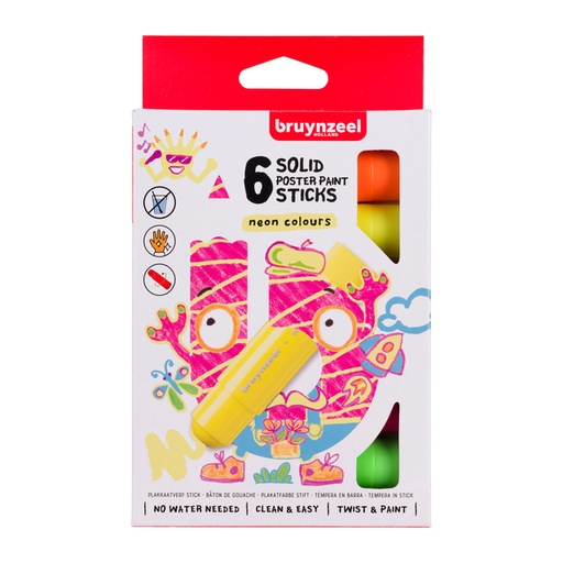 [1406122] Verfstiften Bruynzeel Kids set à 6 neonkleuren
