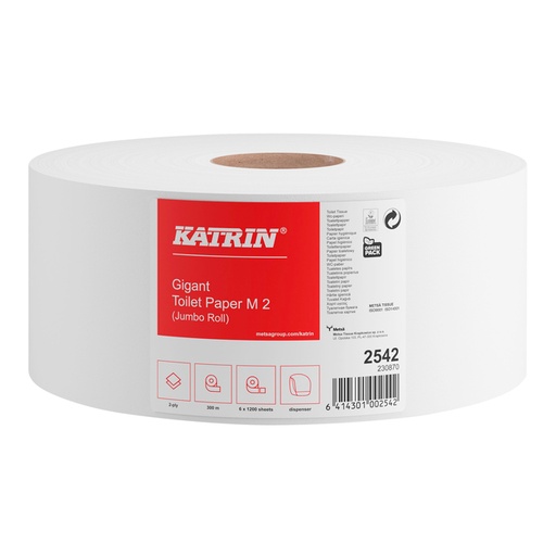 [1406123] Toiletpapier Katrin Gigant M jumbo medium 2-laags 300m wit 2542