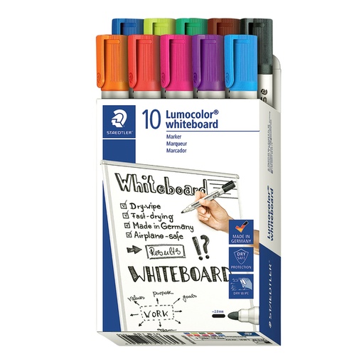 [1406474] Whiteboardmarker Staedtler Lumocolor 351 set à 10 stuks assorti