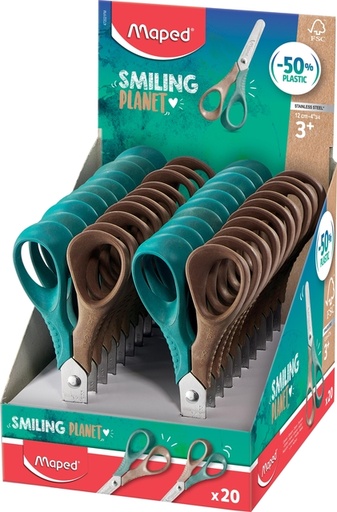 [1406880] Kinderschaar Maped Smiling Planet 12cm  rechtshandig bruin/groen