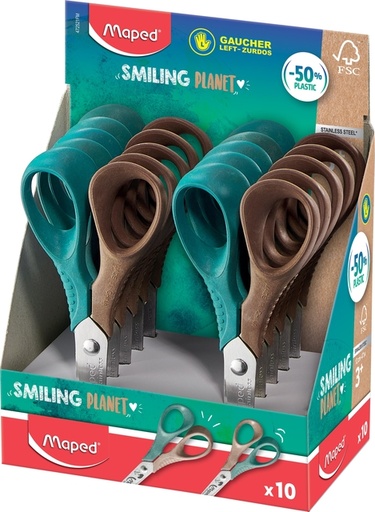 [1406885] Kinderschaar Maped Smiling Planet 12cm linkshandig bruin/groen