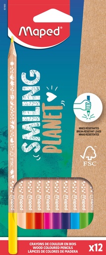 [1406887] Kleurpotlood Maped Smiling Planet set à 12 kleuren