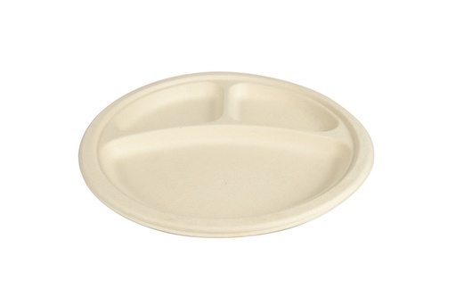 [1406913] Bord IEZZY 260mm 3 vaks suikerriet PFAS-vrij naturel 50 stuks