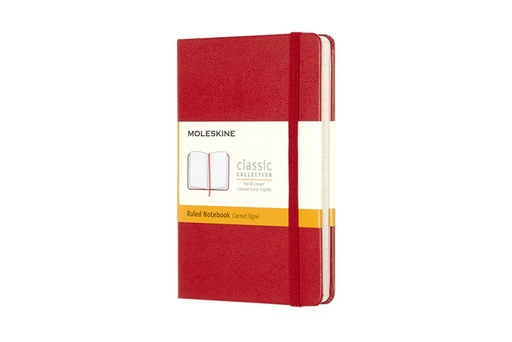 [011526] Notitieboek Moleskine pocket 90x140mm lijn hard cover rood