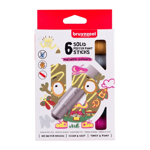 [1407010] Verfstiften Bruynzeel Kids set à 6 metallickleuren