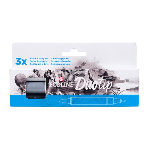 [1407217] Duotip Talens Ecoline set à 3 stuks zwart en grijs