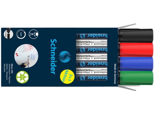 [1407387] Whiteboardmarker Schneider Maxx 290 rond 2-3mm assorti doos à 3+1 gratis