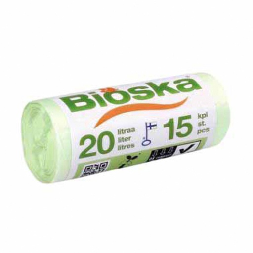 [1407524] Afvalzak Bioska zetmeel 42x50cm 20 liter groen rol à 15 stuks