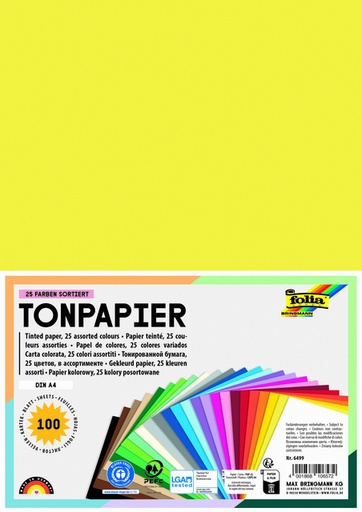 [1407618] Knutselpapier Folia A4 100vel 25 kleuren