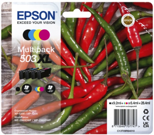 [1407653] Inktcartridge Epson 503XL T09R64 zwart + 3 kleuren