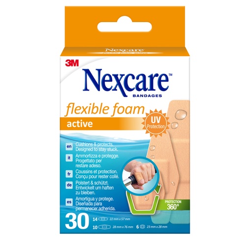 [1419298] Wondpleister Nexcare active flexible foam waterbestendig 30 stuks assorti