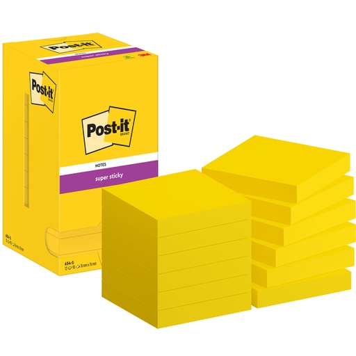 [1419440] Memoblok Post-it 654 Super Sticky 76x76mm ultrageel 12 stuks